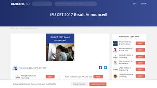 IPU CET 2017 Result Announced! - Careers360
