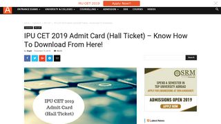 IPU CET 2019 Admit Card (Hall Ticket) - Know How To Download ...
