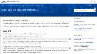 Initial login and password information - IBM