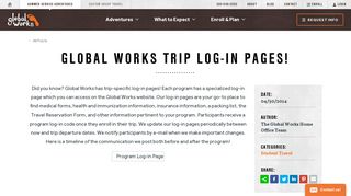 Global Works Trip Log-in Pages! - Global Works Travel
