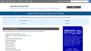 Jackson Area Federal Credit Union Services: Savings, Checking, Loans