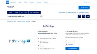 Jet Airways JetPrivilege Membership Rewards® Transfer Points