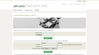 John Lewis Gift List - Find A List