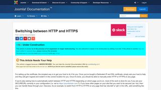 Switching between HTTP and HTTPS - Joomla! Documentation