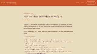 Reset lost admin password for Raspberry Pi — Mapledyne Ideas
