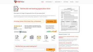 Kbl Net Banking Application Form - Fill Online, Printable, Fillable ...