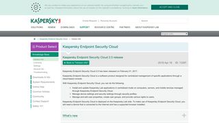 Kaspersky Endpoint Security Cloud 2.0 release - Kaspersky support