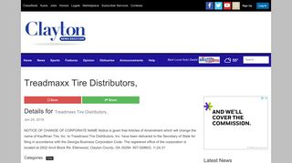 Treadmaxx Tire Distributors, | Corporations | news-daily.com