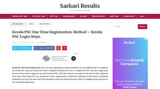 Kerala PSC One Time Registration - KPSC Thulasi Login & Registration