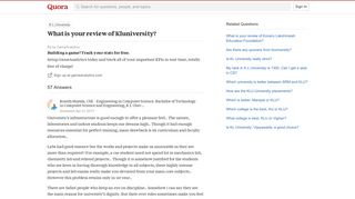 What is your review of Kluniversity? - Quora