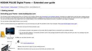 Activating your frame—www.kodakpulse.com