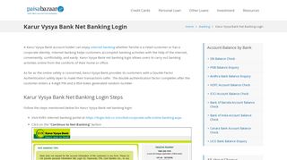 Karur Vysya Bank Net Banking Login - Compare & Apply Loans ...