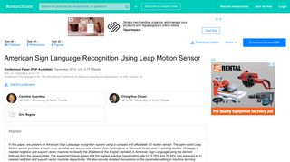 (PDF) American Sign Language Recognition Using Leap Motion Sensor
