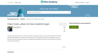 Class Code_where to have students login – Khan Academy Help ...