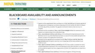 Blackboard Availability and Announcements :: Northern Virginia ...