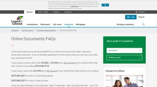Online Documents FAQs | Home insurance | Legal & General