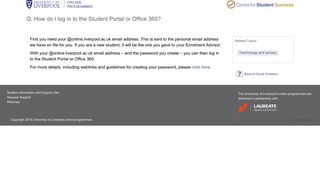 Q. How do I log in to the Student Portal or Office 365? - Answers