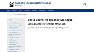 Lexia Learning Teacher Manager - Gordon J. Lau - School Loop