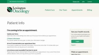 Patient Info | Lexington Oncology