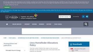 Lincs Homefinder Allocations Policy - City of Lincoln Council