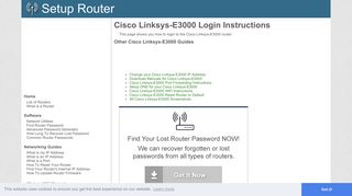 How to Login to the Cisco Linksys-E3000 - SetupRouter