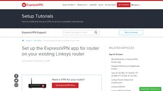Set Up the ExpressVPN app for Routers on Your Existing Linksys Router