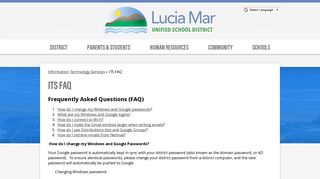 ITS FAQ - District Departments - Lucia Mar Unified School District