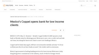 Mexico's Coppel opens bank for low income clients | Reuters