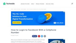 How to Login to Facebook With a Cellphone Number | Techwalla.com