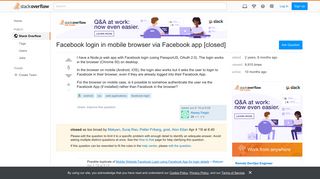 Facebook login in mobile browser via Facebook app - Stack Overflow
