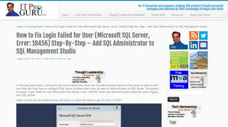 How to Fix Login Failed for User (Microsoft SQL Server, Error: 18456 ...