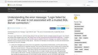 Understanding the error message: “Login failed for user ”. The user is ...