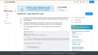 SqlServer: Login failed for user - Stack Overflow
