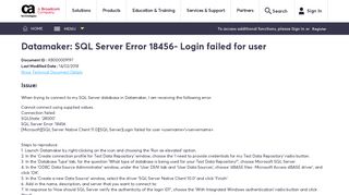 Datamaker: SQL Server Error 18456- Login failed fo - CA Knowledge