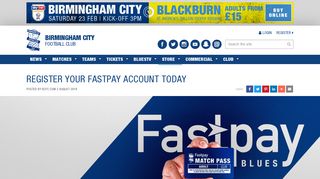 Register your Fastpay account today - Birmingham City Football Club