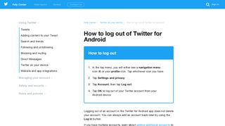 How to log out of Twitter for Android - Twitter support