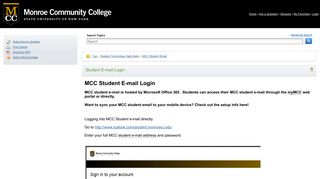 MCC Student E-mail Login - Monroe Community College