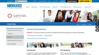 Canvas | eLearning - Middlesex County College