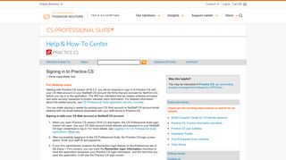 Signing in to Practice CS - CS Professional Suite - Thomson Reuters