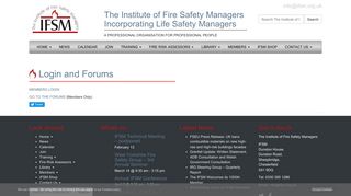 Login and Forums | The Institute of Fire Safety Managers Incorporating ...