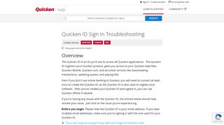 Quicken ID Sign In Troubleshooting