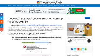 LogonUI.exe Application error on startup in Windows 10