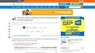 How to Login in Website With Facebook User Id and Password