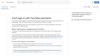 Can't sign in with YouTube username - YouTube Help - Google Support