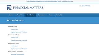 Account Access - Financial Matters