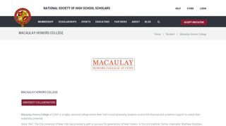 Macaulay Honors College | NSHSS Partnerships and Collaborations ...