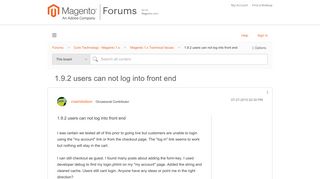 1.9.2 users can not log into front end - Magento Forums