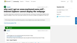 why cant i get on www.marinenet.usmc.mil? - Internet Explorer ...