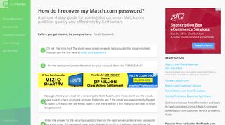 How do I recover my Match.com password? | How-To Guide - GetHuman