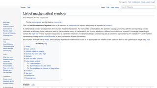 List of mathematical symbols - Wikipedia